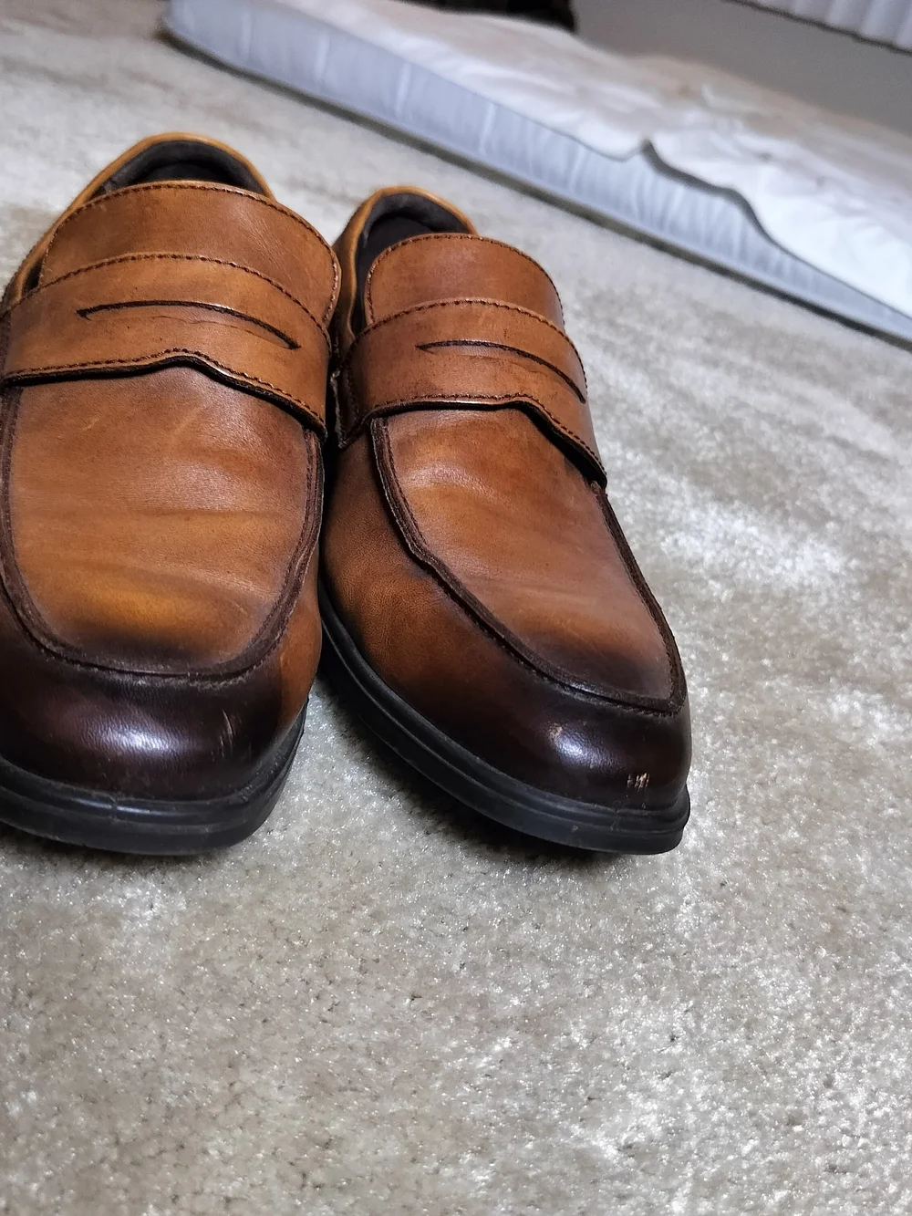 Ecco Men's Tan Brown Leather Penny Loafers